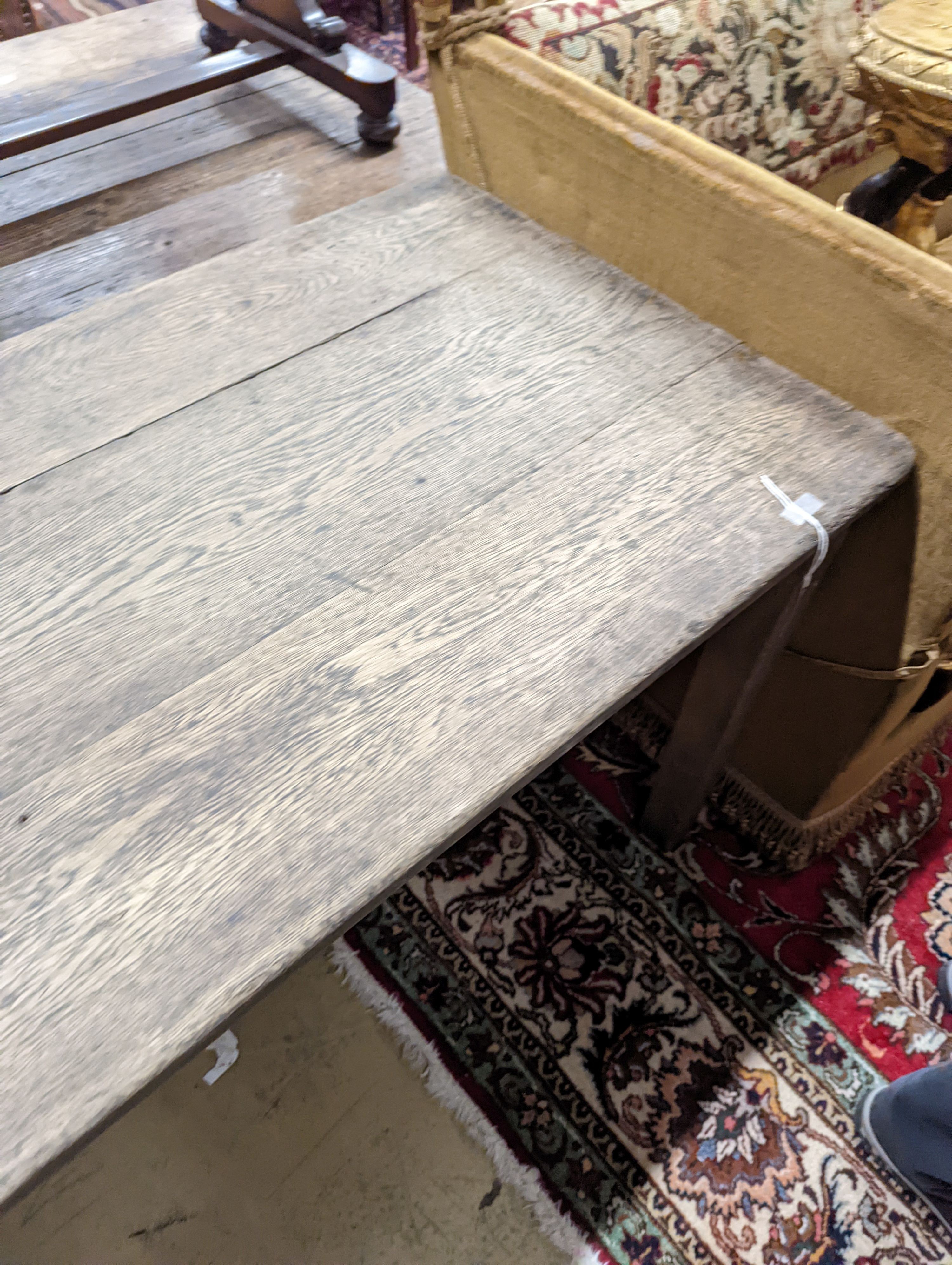 An oak Farmhouse Table. W-153cm, D-68cm, H-77cm.